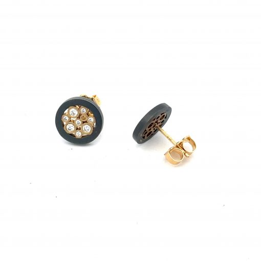 Belle Brooke: Two-Tone Diamond 'Cielo' Earring Studs - Image 2