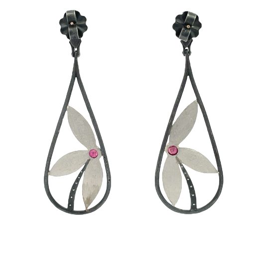 Alishan: Platinum Petal Swing Earrings - Image 2
