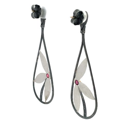 Alishan: Platinum Petal Swing Earrings - Image 3
