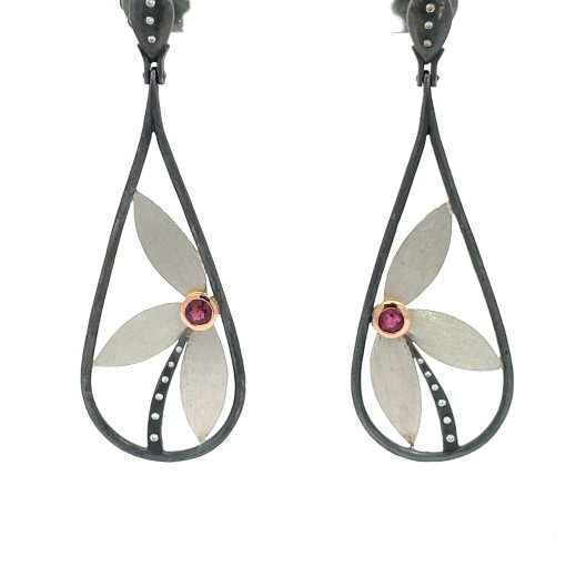 Alishan: Platinum Petal Swing Earrings - Image 4