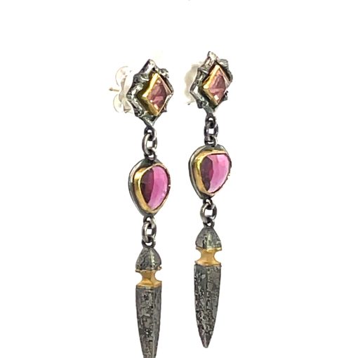Michael Jensen: Tourmaline Garnet Drop Earrings - Image 2