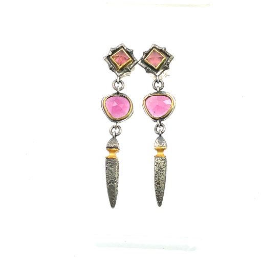 Michael Jensen: Tourmaline Garnet Drop Earrings - Image 4