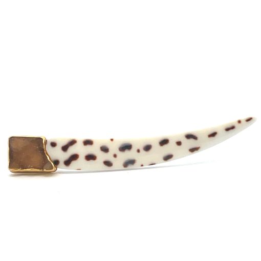Tom Herman: Spotted Agate Druzy Brooch