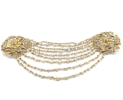 Belle Epoque Pearl and Diamond Festoon Brooch