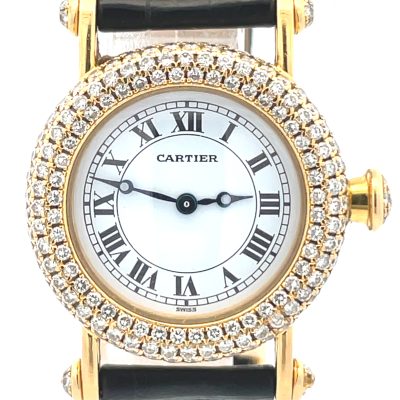 18K Cartier Diamond Diabolo Wristwatch