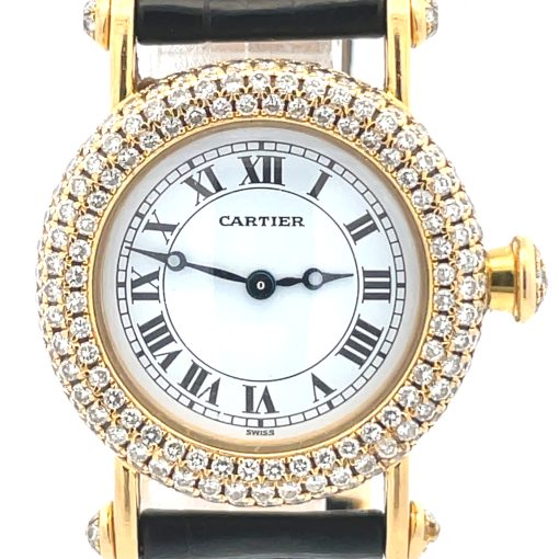 18K Cartier Diamond Diabolo Wristwatch