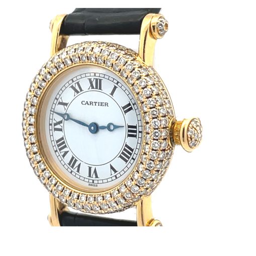 18K Cartier Diamond Diabolo Wristwatch - Image 4