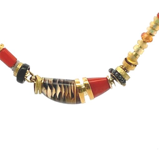 Michael Boyd: Carved Coral Beaded Necklace - Image 4