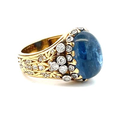 Arts & Crafts Sapphire Diamond Ring