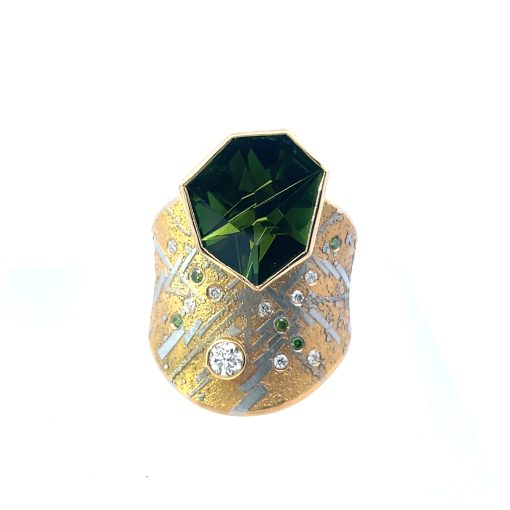 Peter Schmid: Green Tourmaline Cigar Band Ring - Image 4
