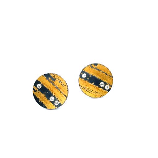 Atelier Zobel: Gold, Sterling Diamond Ear Studs - Image 5