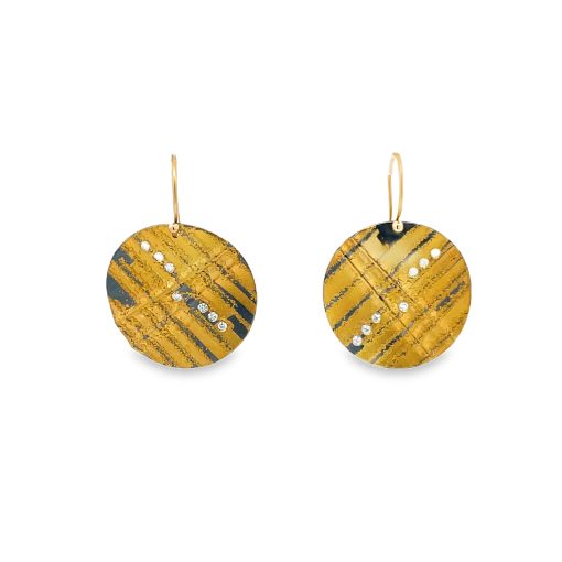 Peter Schmid: Gold and Silver Diamond Disc Drop Earrings - Image 4