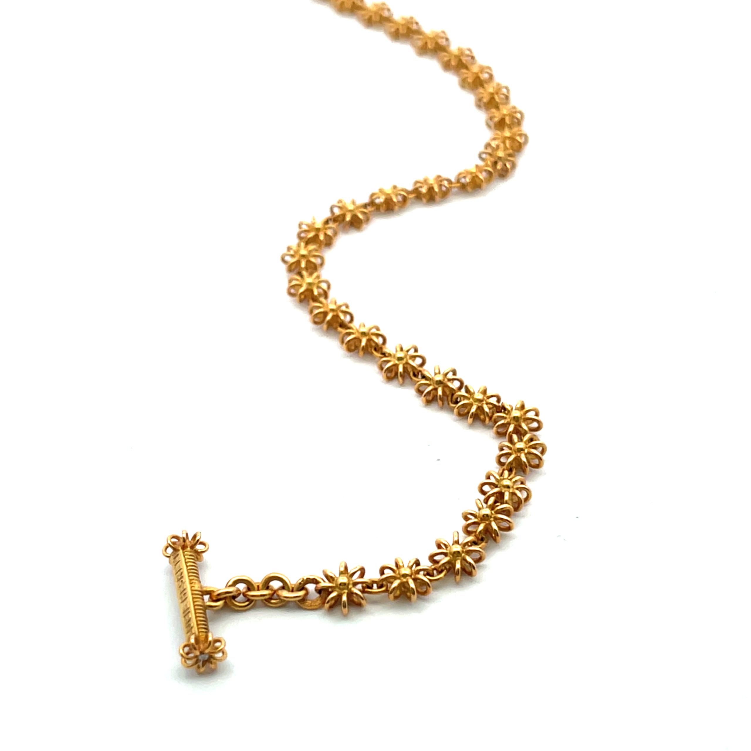 Lucie Heskett-Brem: 20K Pink Gold Flower Link Bracelet - Image 4