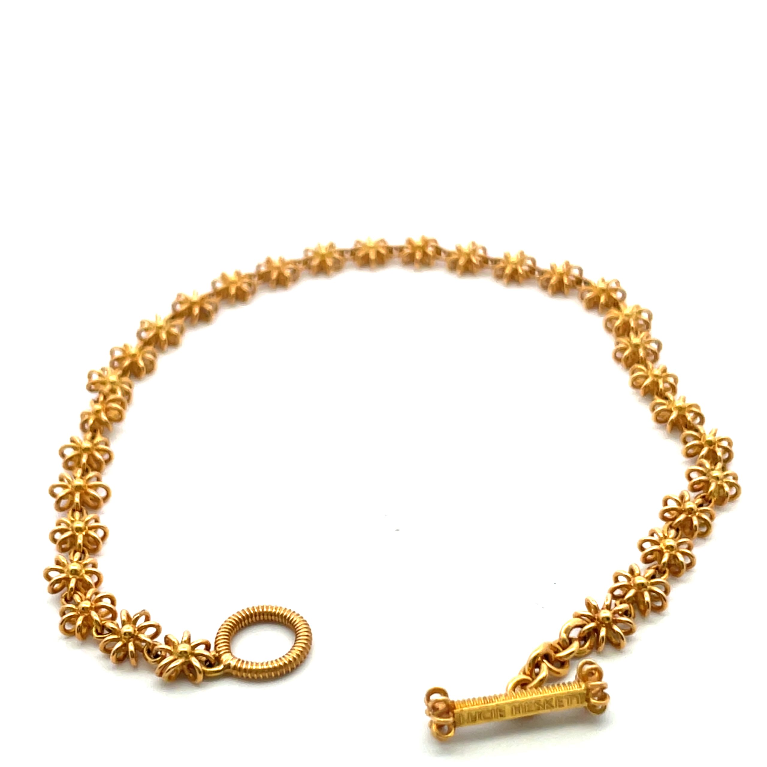 Lucie Heskett-Brem: 20K Pink Gold Flower Link Bracelet - Image 6