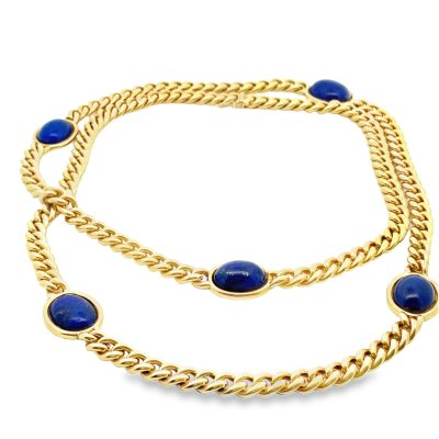 Lapis Lazuli 18K Estate Curb Link Necklace