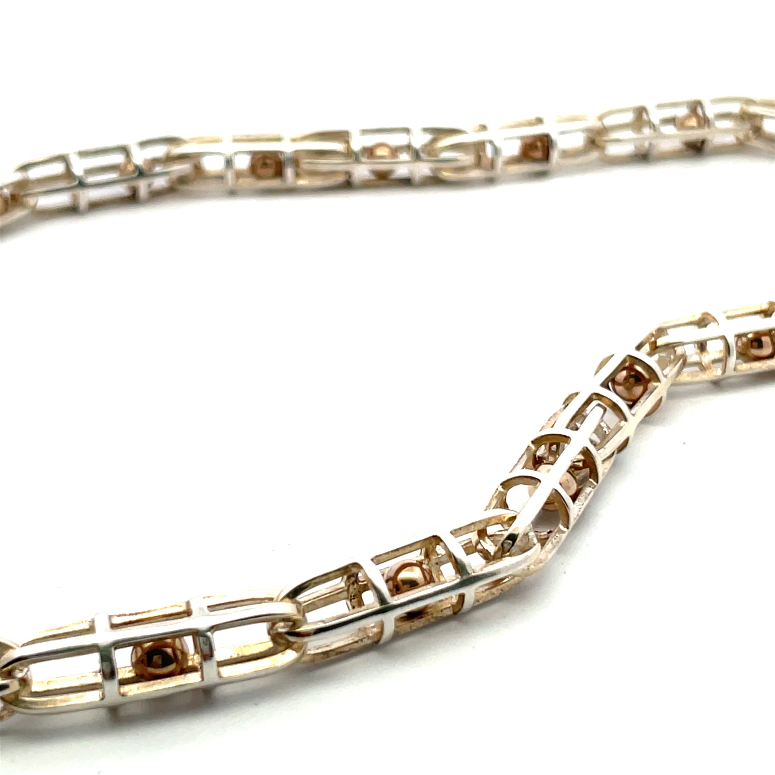 Sterling 14K Cage Link Necklace - Image 3