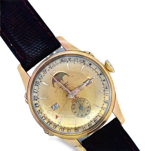 18K Pink Record Datofix Triple Date Calendar, Circa 1950 - Image 3