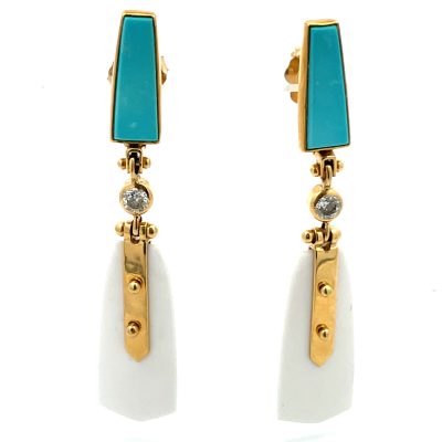 Michael Boyd: Persian Turquoise White Agate Earrings