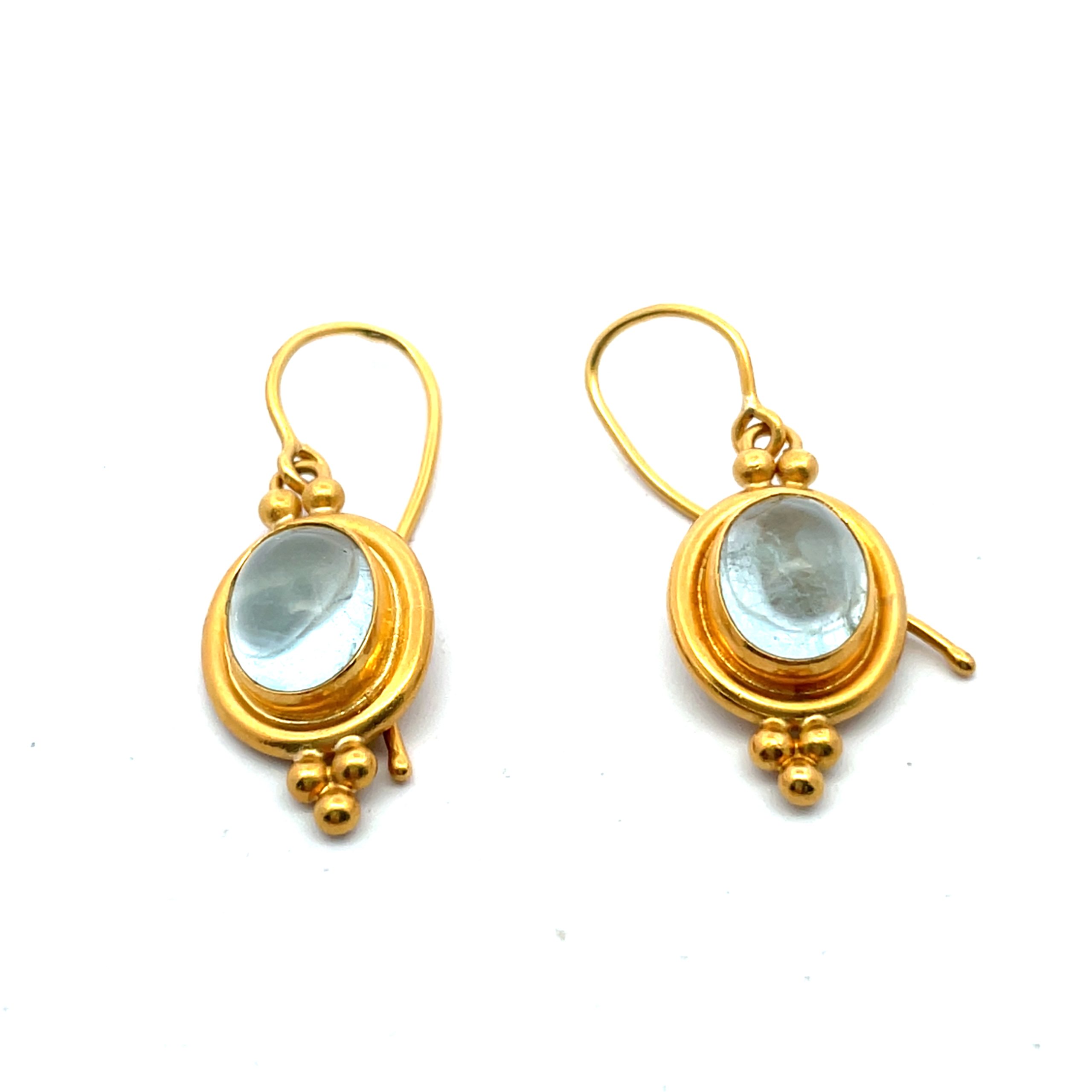 Temple St.Clair: Estate Aquamarine 22K Earrings - Image 5
