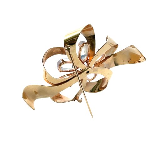 Vintage 14K Gold Moonstone Sapphire Brooch - Image 2