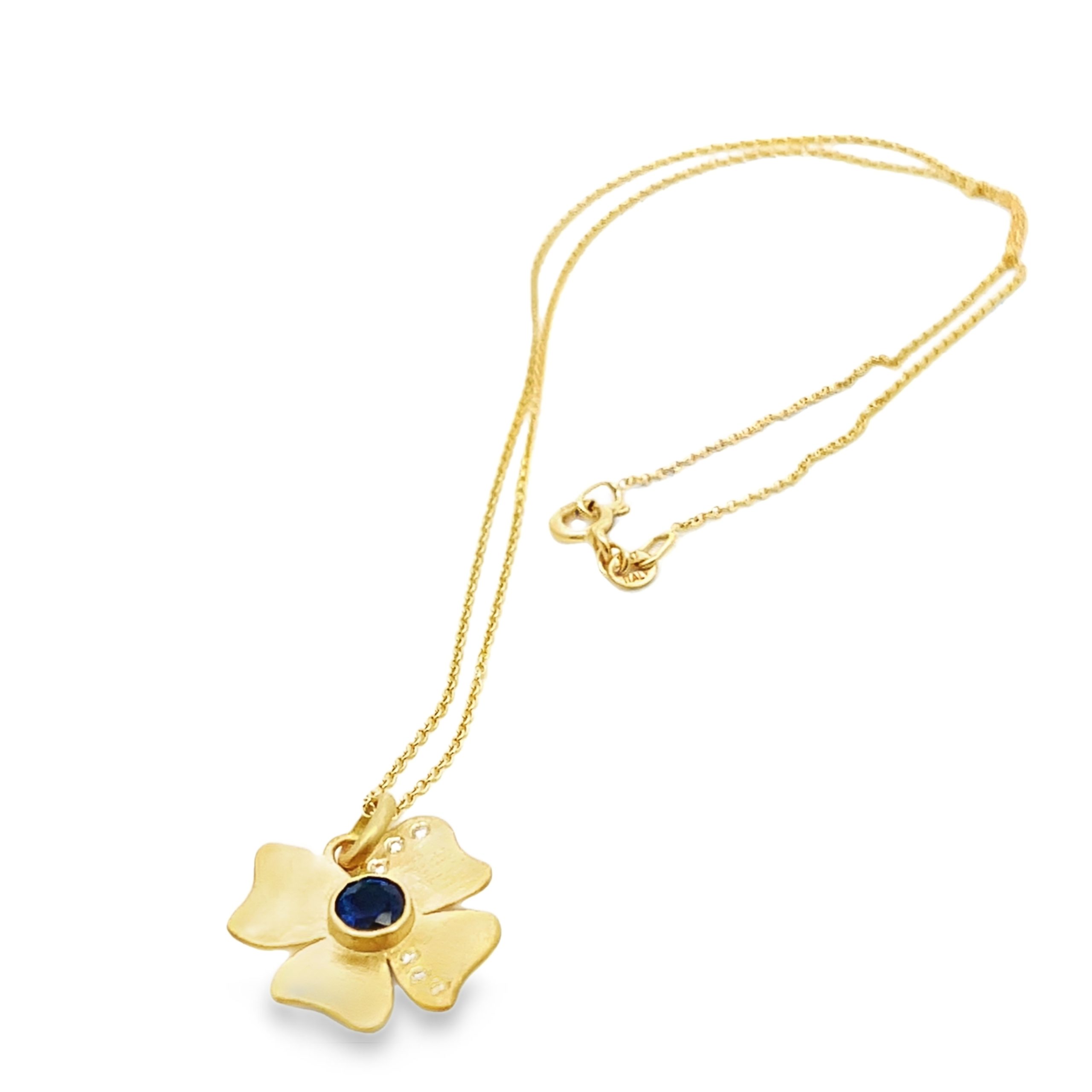 Alishan: Sapphire Diamond Flower Pendant Necklace - Image 6
