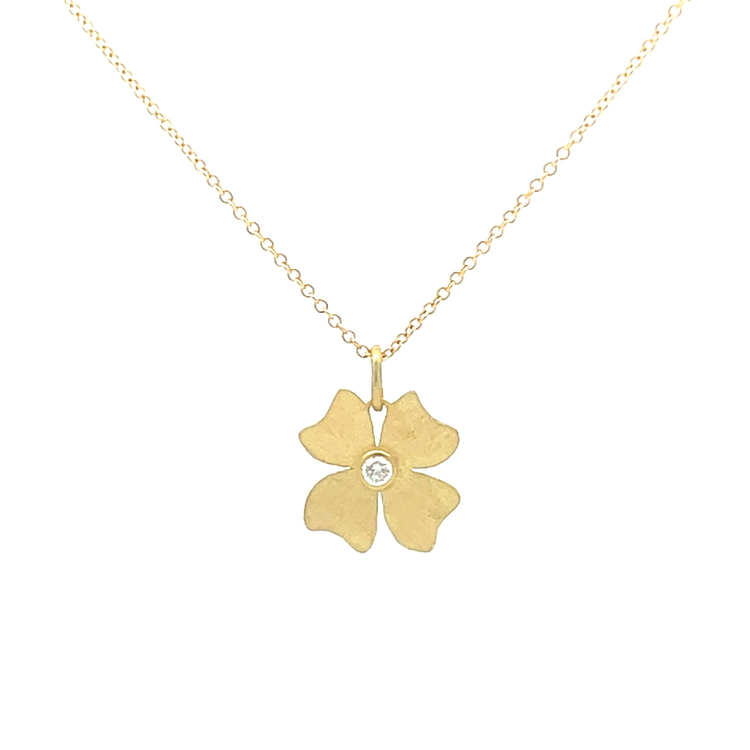 Alishan: Diamond 18K Flower Pendant Necklace - Image 2