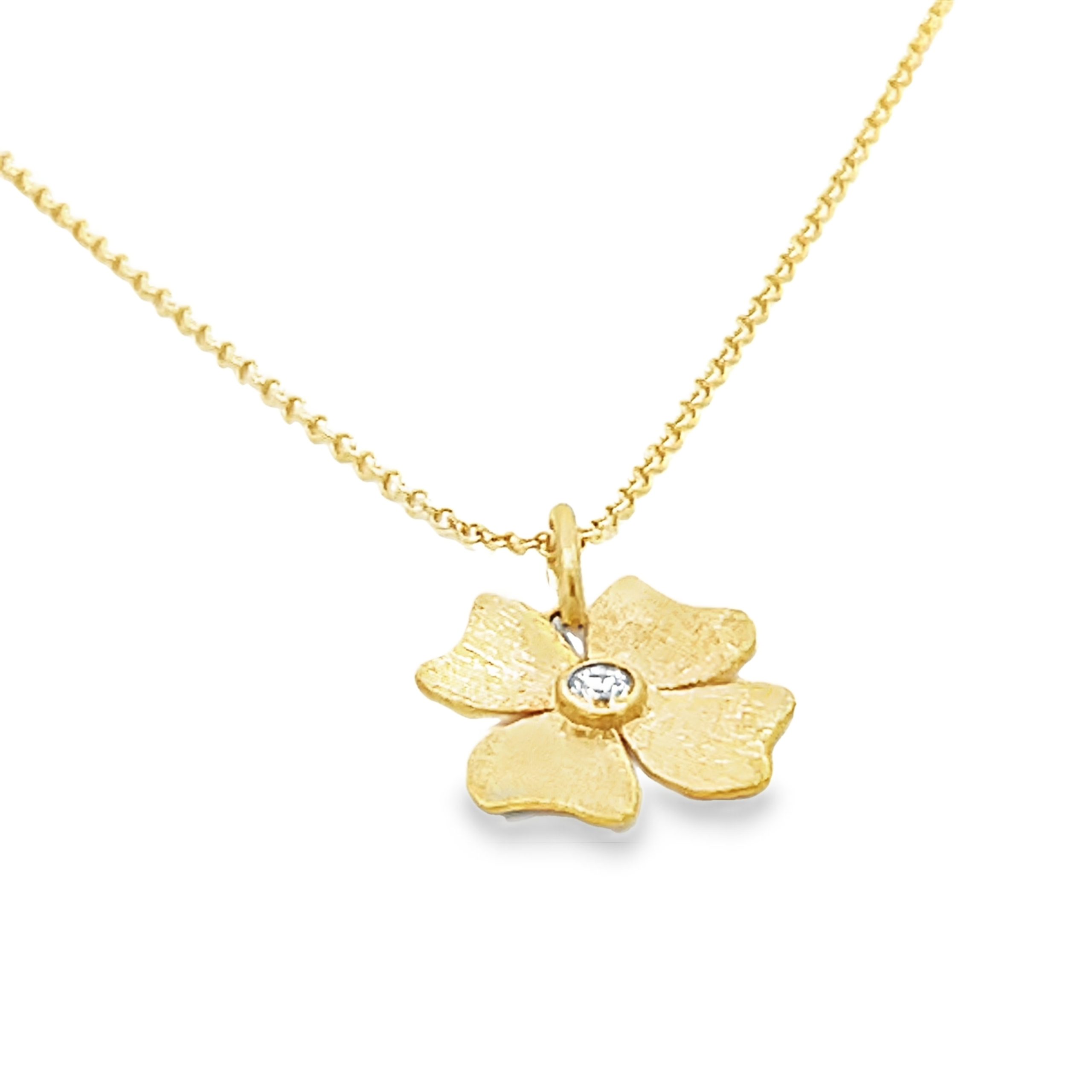 Alishan: Diamond 18K Flower Pendant Necklace