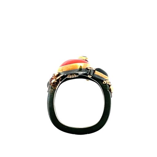 Michael Boyd: Red Coral Black Jade Ring - Image 3