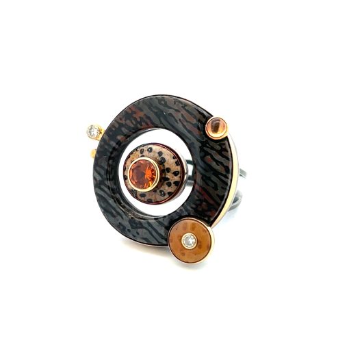 Michael Boyd: Palmwood and Spessartite Garnet Ring/Sculpture - Image 3