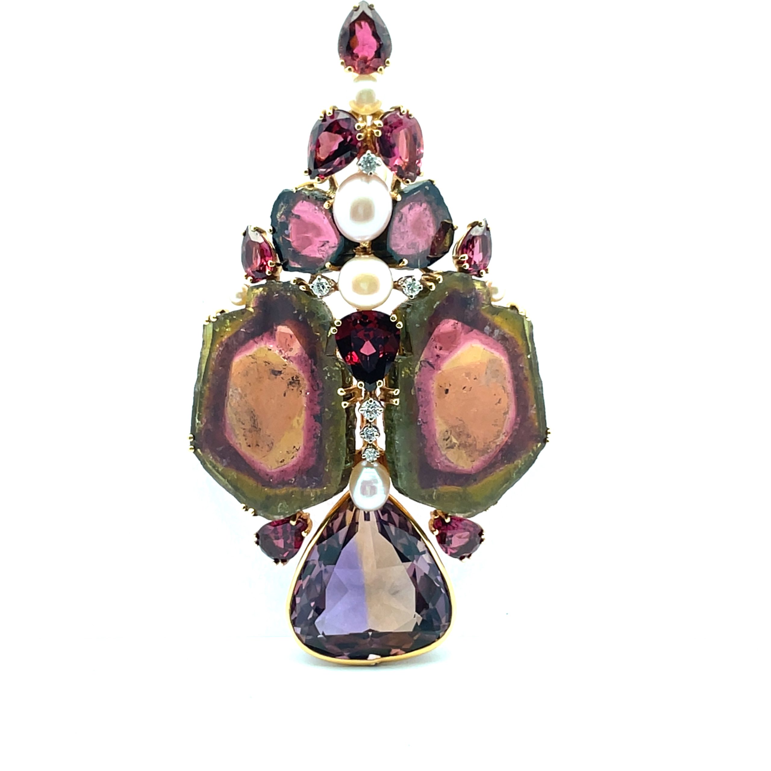Gilbert Albert: Tourmaline Cluster Brooch/Pendant - Image 6