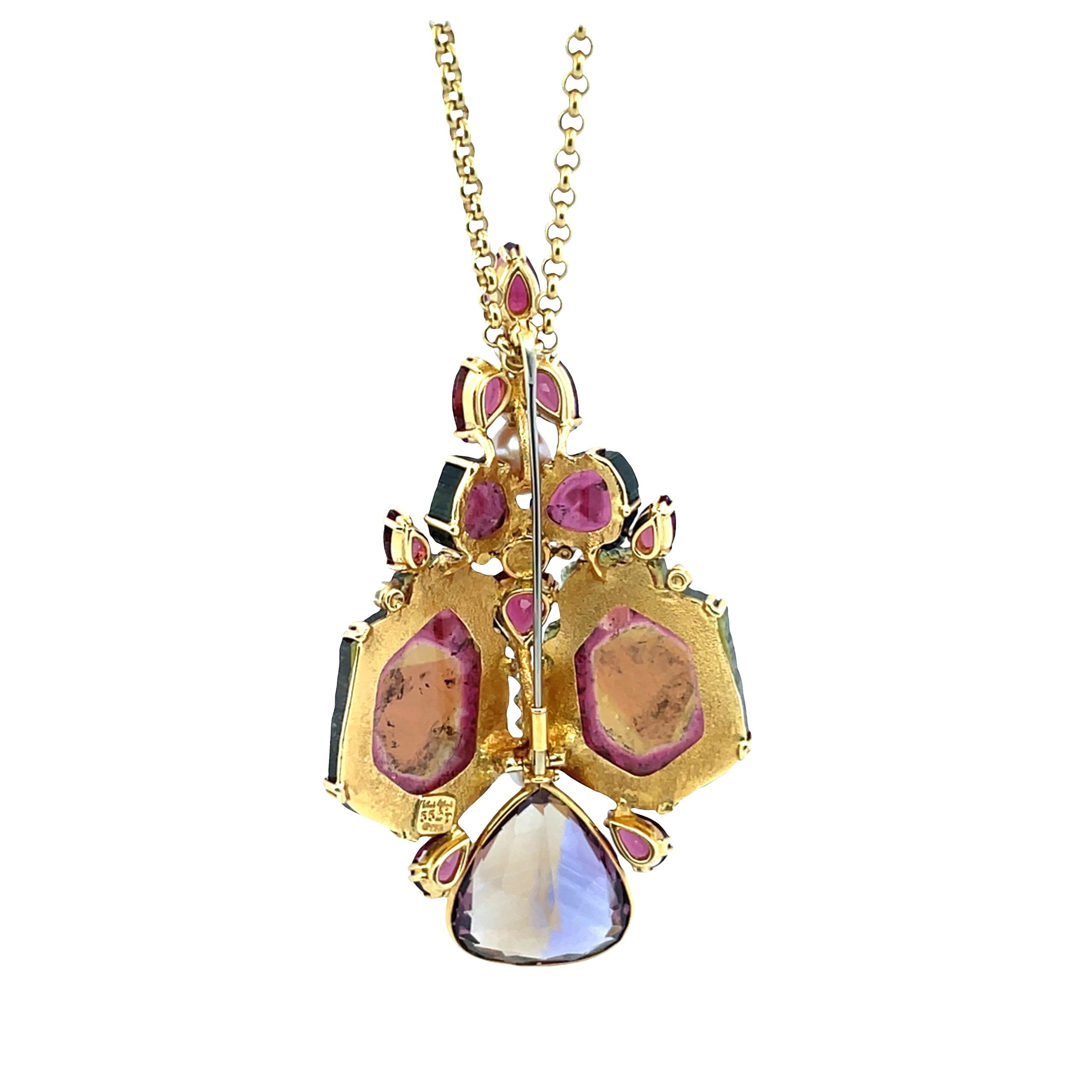 Gilbert Albert: Tourmaline Cluster Brooch/Pendant - Image 2