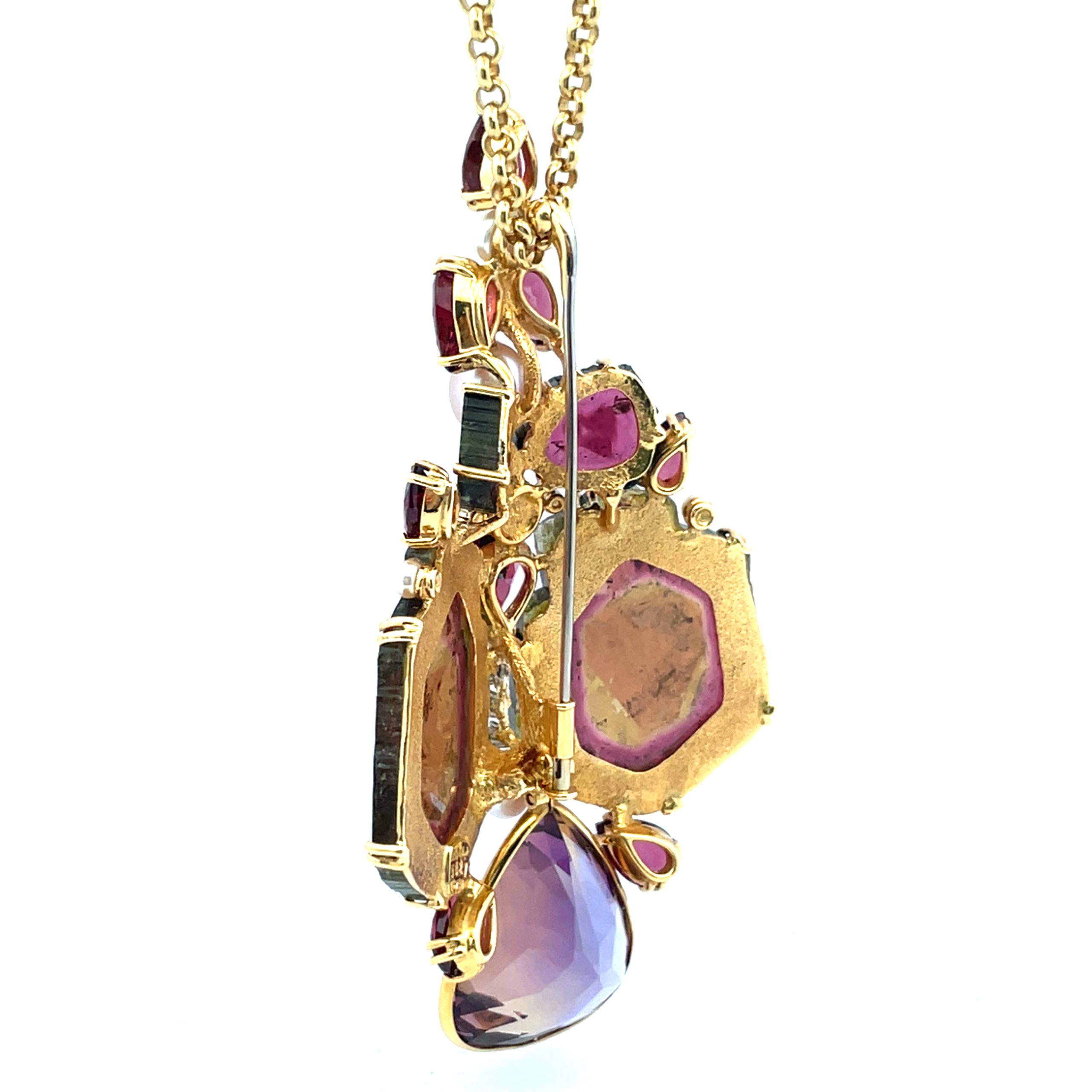 Gilbert Albert: Tourmaline Cluster Brooch/Pendant - Image 3