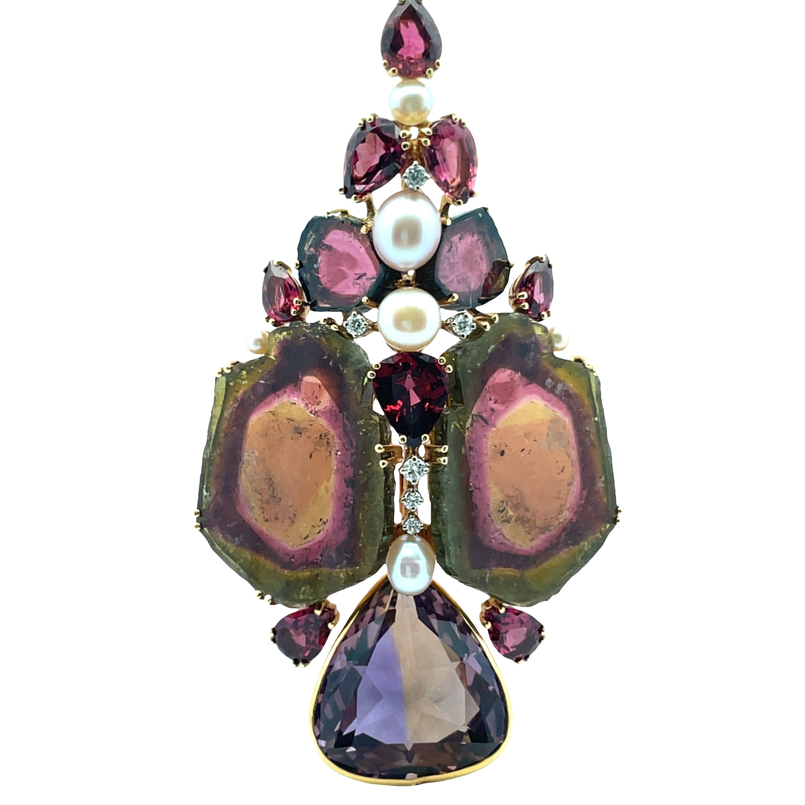Gilbert Albert: Tourmaline Cluster Brooch/Pendant - Image 4