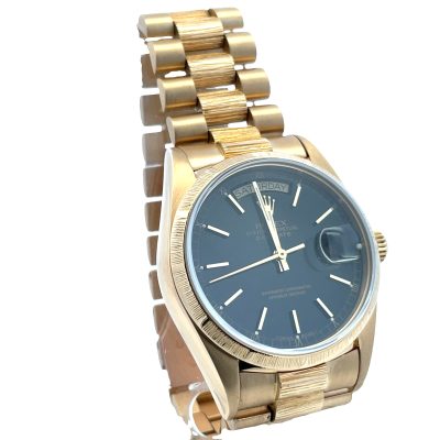 18K Rolex President Ref. 18078, Black Dial, Bark Texture Bracelet