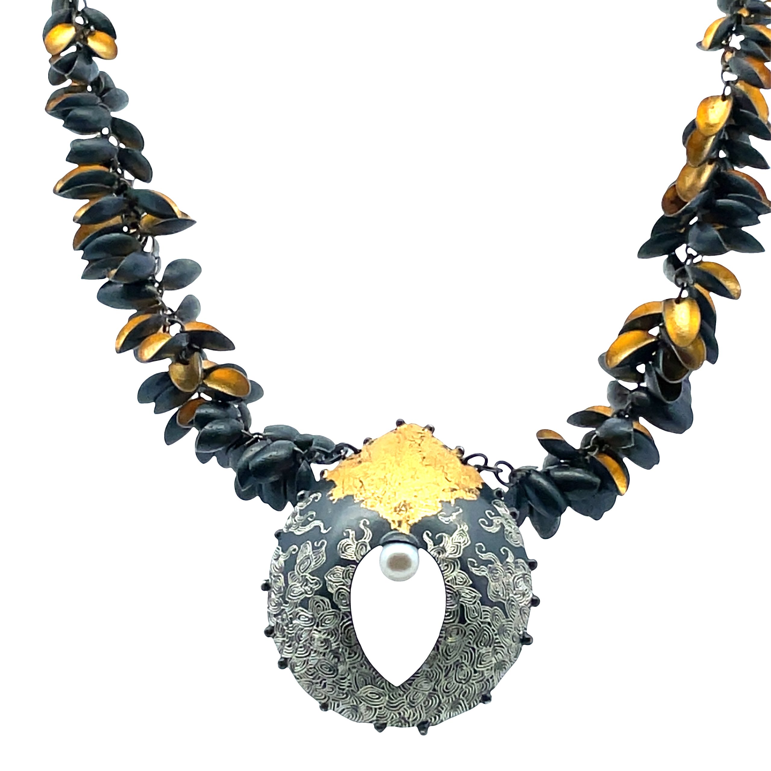 So Young Park: Sterling and Keum-Bo Pod Necklace - Image 3